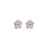 BLOSSOMS SILVER AND VERMEIL SMALL BUTTON EARRINGS