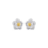 BLOSSOMS GARDENIA SILVER AND VERMEIL BUTTON EARRINGS