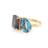 Prasiolite and Amethyst Toi et Moi Ring
