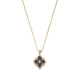 OPERA TULLE YELLOW GOLD PENDANT WITH BLUE ENAMEL BACKGROUND