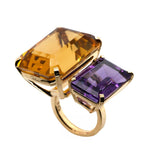 Citrine and Amethyst Toi et Moi Ring