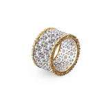 WHITE AND YELLOW GOLD ETERNELLE BAND WITH DIAMONDS SCACCHI STYLE