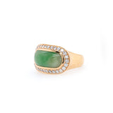 Jadeite Cabochon Halo Ring