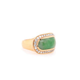 Jadeite Cabochon Halo Ring