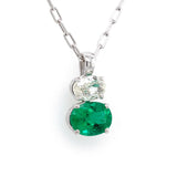 Emerald & Oval Cut Diamond Pendant