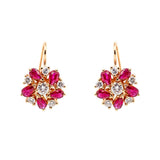 Floral Ruby Earrings Rose Gold