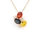 Multi-Colored Sapphire and Diamond Cluster Pendant