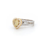 1.10 Carat Natural Fancy Yellow Heart Shaped Diamond Ring