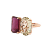 Pink Tourmaline and Lemon Quartz Toi et Moi Ring