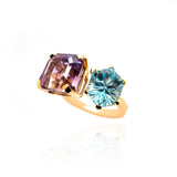 Citrine and Amethyst Toi et Moi Ring