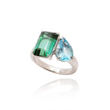 Topaz and Tourmaline Toi et Moi Ring