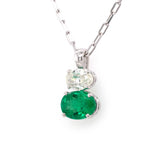 Emerald & Oval Cut Diamond Pendant