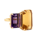 Citrine and Amethyst Toi et Moi Ring