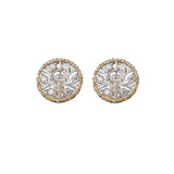 RAMAGE WHITE AND YELLOW GOLD BUTTON EARRINGS