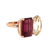 Pink Tourmaline and Lemon Quartz Toi et Moi Ring