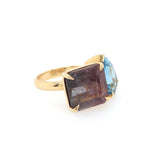Prasiolite and Amethyst Toi et Moi Ring