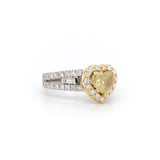 1.10 Carat Natural Fancy Yellow Heart Shaped Diamond Ring