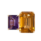 Citrine and Amethyst Toi et Moi Ring