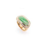 Jadeite Cabochon Halo Ring