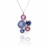 Blue and PInk Sapphire Cluster Pendant