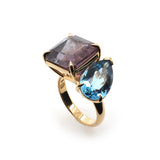 Prasiolite and Amethyst Toi et Moi Ring