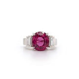 Red Tourmaline and Diamond Ring