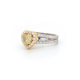 1.10 Carat Natural Fancy Yellow Heart Shaped Diamond Ring