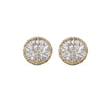 RAMAGE WHITE AND YELLOW GOLD BUTTON EARRINGS