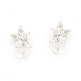 Pear Diamond Cluster Stud Earrings