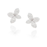 Pave Diamond Flower Stud Earrings