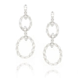 Diamond Oval Link Drop Stud Earrings