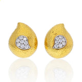 Estate David Webb Hammered Teardrop Diamond Earrings