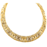 Bulgari Alveare Diamond Pave Gold Choker Necklace and Earrings