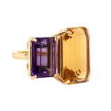 Citrine and Amethyst Toi et Moi Ring
