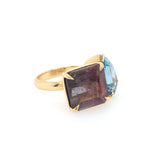 Prasiolite and Amethyst Toi et Moi Ring