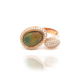 Estate Quartz Dublet and Diamond Ring