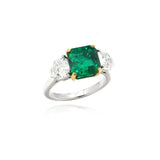 Emerald and Diamond Three Stone Ring