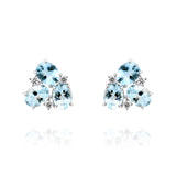 Aquamarine and Diamond Cluster Earrings