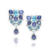 Estate Aquamarine, Diamond and Sapphire Cluster Earrings