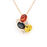 Multi-Colored Sapphire and Diamond Cluster Pendant