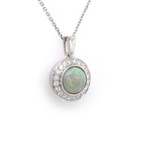 Round Opal & Diamond Pendant