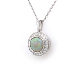 Round Opal & Diamond Pendant