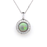 Round Opal & Diamond Pendant