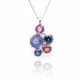 Blue and PInk Sapphire Cluster Pendant