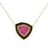 Watermelon Tourmaline Slice Necklace