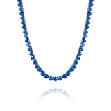 54.39Ctw Blue Ceylon Sapphire Line Necklace