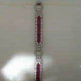 Platinum square cut Ruby and D
