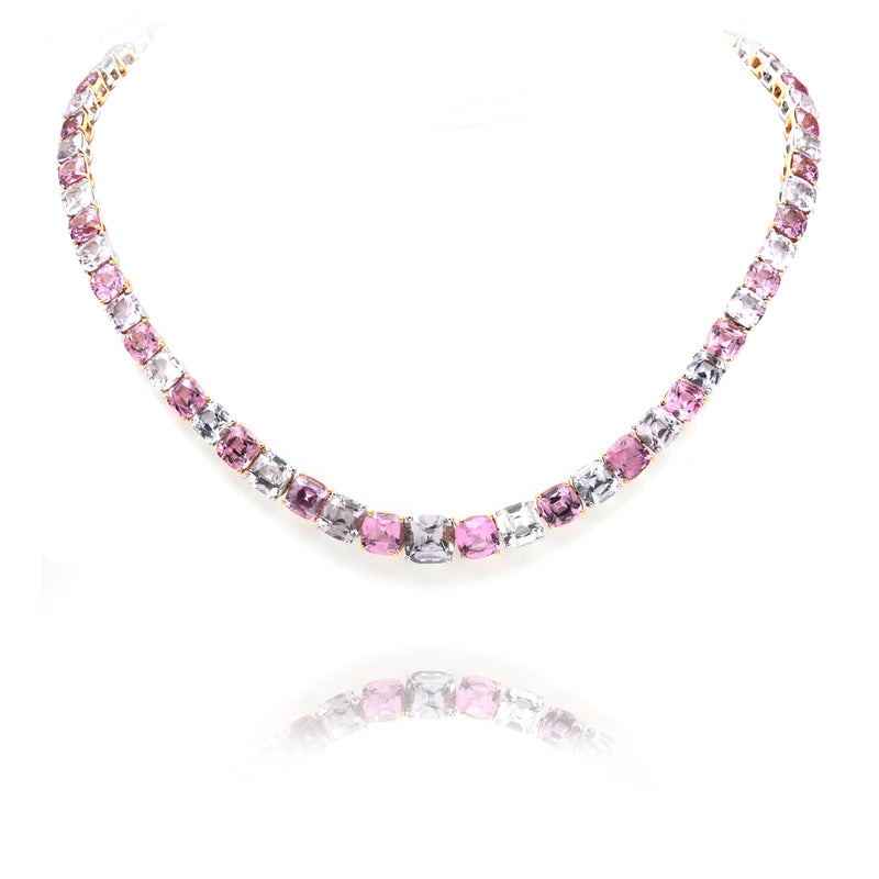 Pink and Grey Spinel Necklace and Earrings