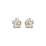 BLOSSOMS GARDENIA SILVER AND VERMEIL BUTTON EARRINGS