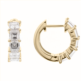 Small Emerald Cut Diamond Hoops